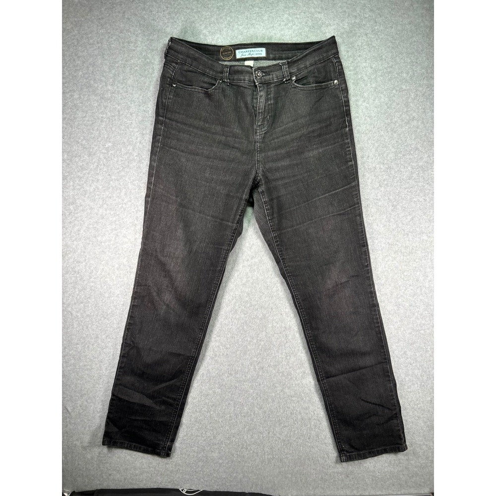 Charter Club Petite Slim Leg Jeans Black Denim Flawless Stretch Size 10P